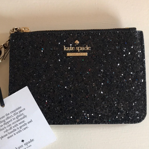 KATE SPADE bitsy laurel way glitter black wallet - Picture 2 of 3